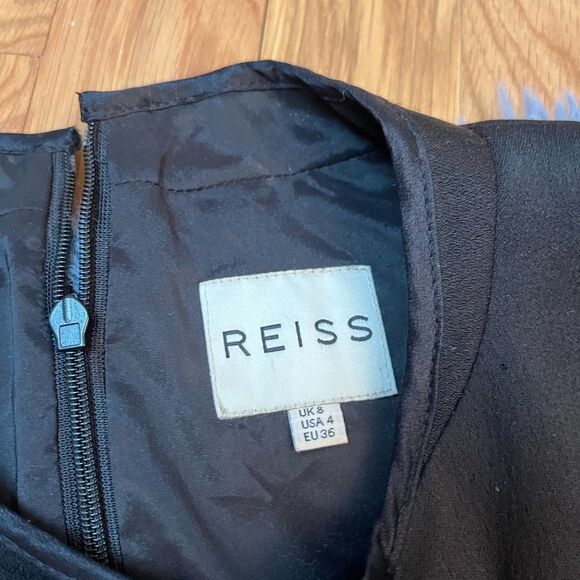 Reiss Taylee Black Sheath Dress Size 4 Luxe Jersey Collared Zip - Picture 6 of 10